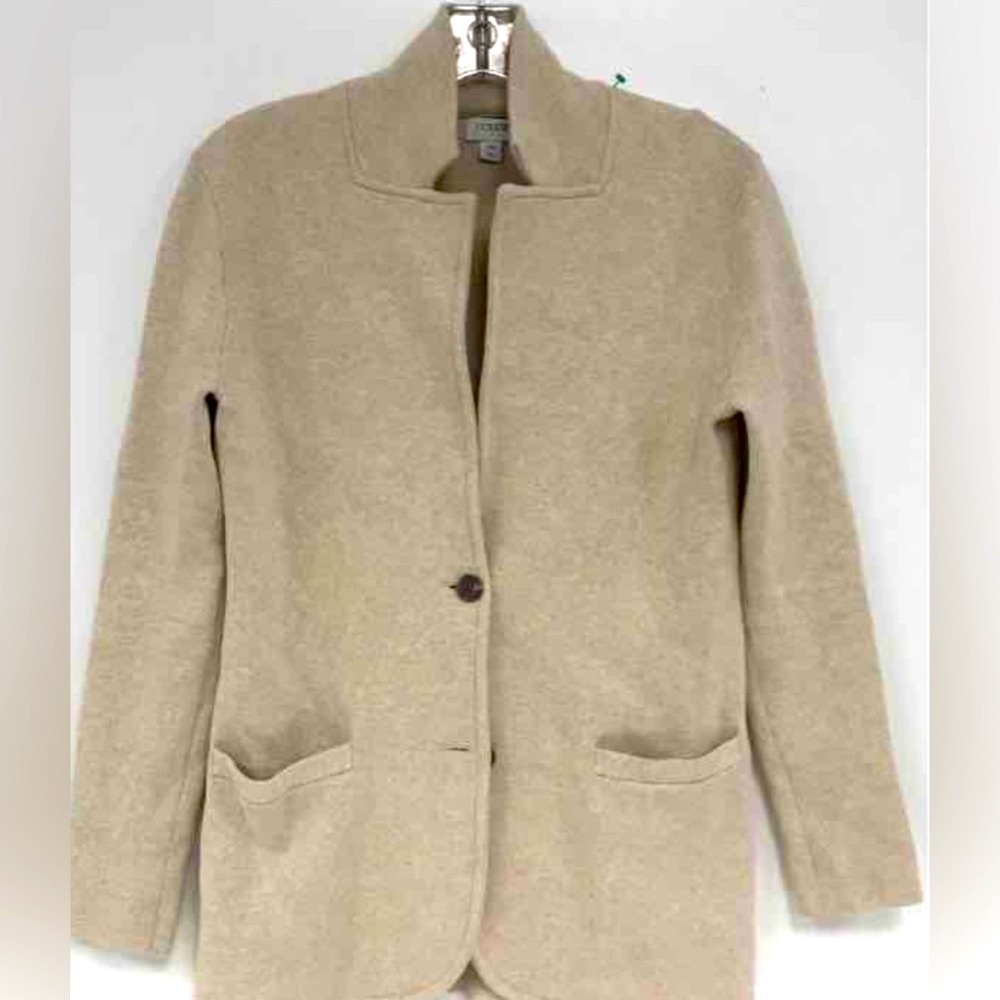 J. Crew Cream Beige Wool Blend Sweater Blazer